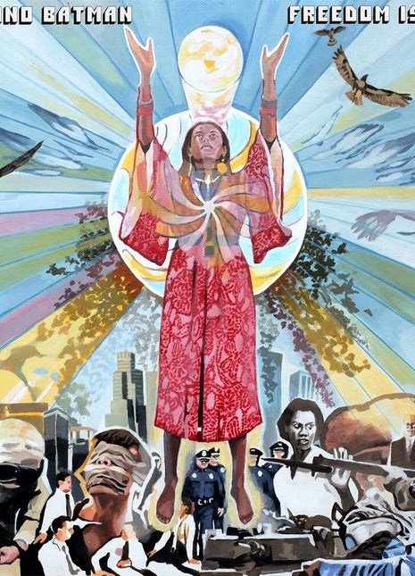 the album cover for Chicano Batman - Freedom Is Free [Limited Edition Pink & Blue Splatter LP]