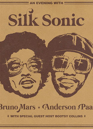 the album cover for Silk Sonic (Bruno Mars + Anderson .Paak) - An Evening With Silk Sonic