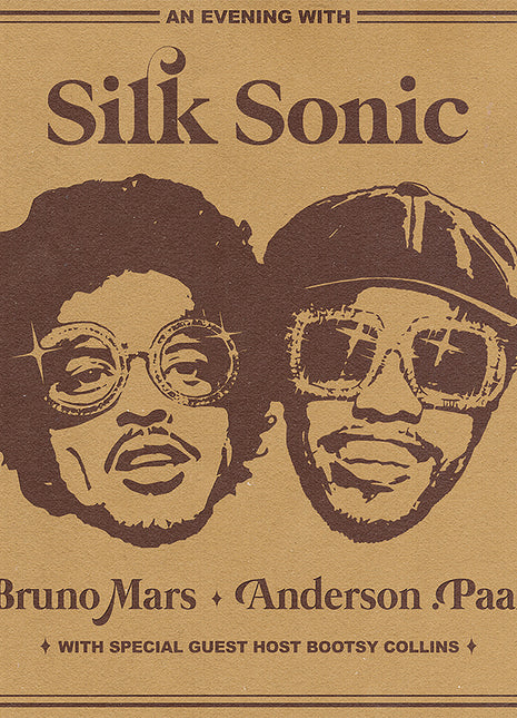 the album cover for Silk Sonic (Bruno Mars + Anderson .Paak) - An Evening With Silk Sonic