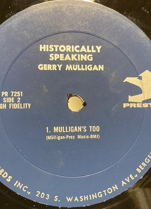 Gerry Mulligan : Historically Speaking (LP, Comp, Mono, RE)