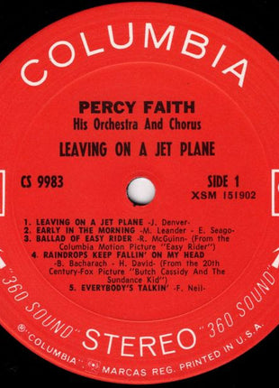 Percy Faith And His Orchestra And Chorus : Leaving On A Jet Plane (LP, Album)