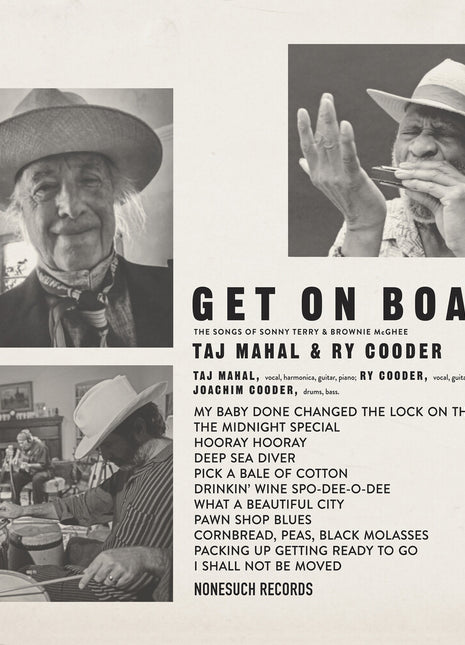 the album cover for Taj Mahal & Ry Cooder - Get On Board [LP]