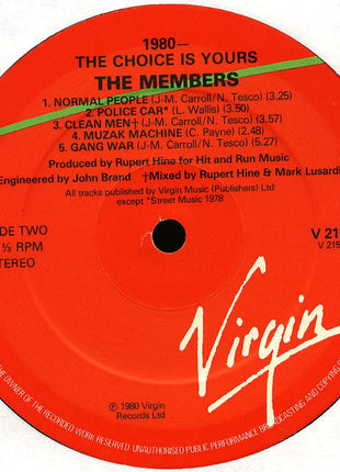 The Members : 1980 - The Choice Is Yours (LP, Album)