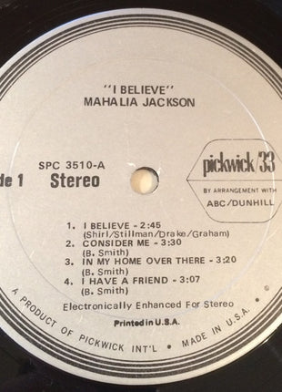 Mahalia Jackson : I Believe (LP, Comp, RE)