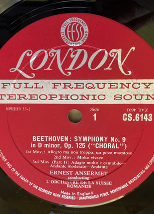 Ludwig van Beethoven, Ernest Ansermet, Joan Sutherland, Norma Procter, Anton Dermota, Arnold van Mill : Beethoven Ninth (LP)