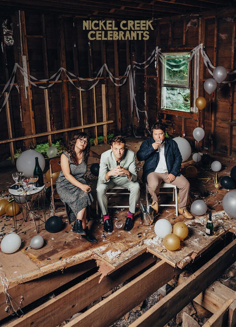 the album cover for Nickel Creek - Celebrants [Indie Exclusive Limited Edition Confetti Yellow 2LP]