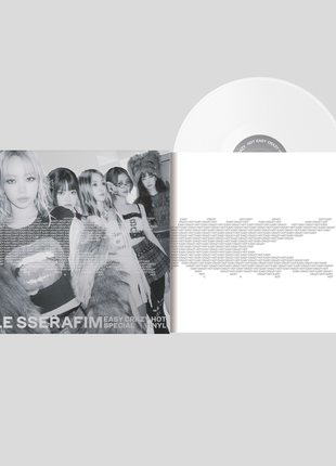 the album cover for LE SSERAFIM - EASY-CRAZY-HOT (Special Vinyl) [SILVER WHITE] [Indie Exclusive]