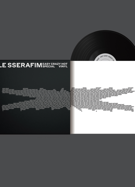 the album cover for LE SSERAFIM - EASY-CRAZY-HOT (Special Vinyl) [CARBON BLACK] [Indie Exclusive]
