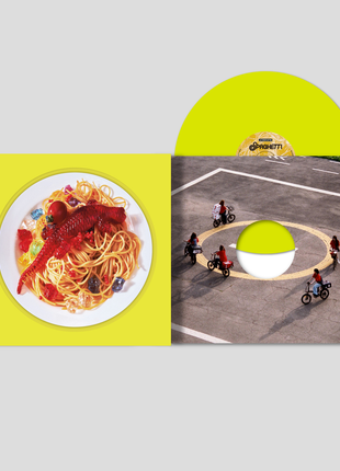 the album cover for LE SSERAFIM - 1st Single Album 'SPAGHETTI' [Neon Yellow]