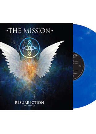 the album cover for The Mission - Resurrection - The Best Of [Blue &amp; White Marble]