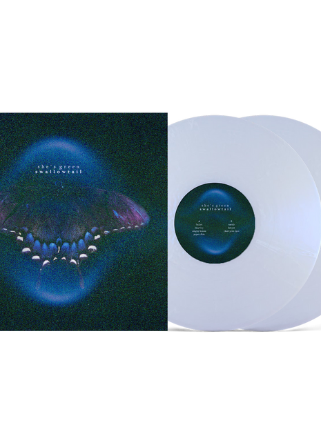 the album cover for she's green - swallowtail / chrysalis [Indie Exclusive Iridescent White]