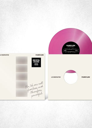 the album cover for LE SSERAFIM - 2nd Studio Album PUREFLOW pt.1 [Indie Exclusive Hot Pink Glitter ver.]