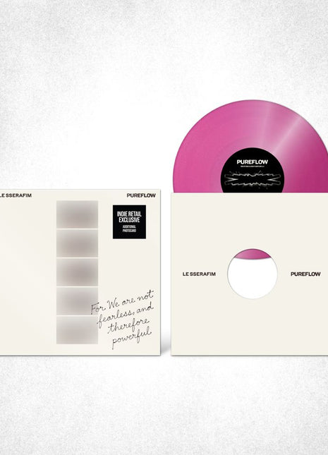 the album cover for LE SSERAFIM - 2nd Studio Album PUREFLOW pt.1 [Indie Exclusive Hot Pink Glitter ver.]