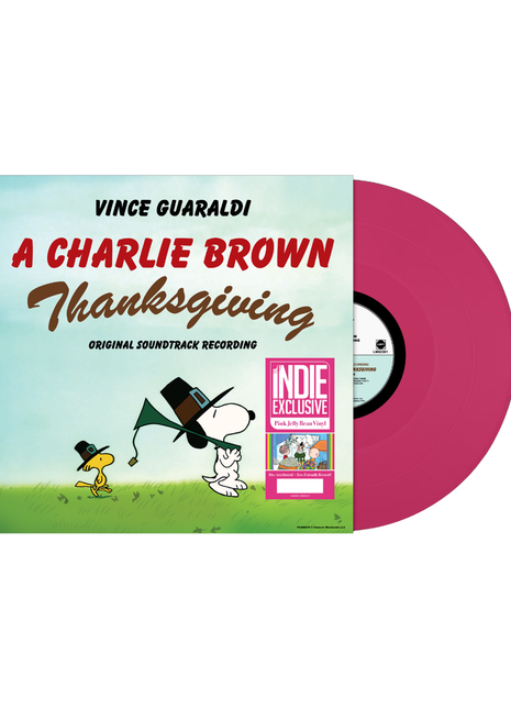 the album cover for Vince Guaraldi - A Charlie Brown Thanksgiving [RSD Essentials Indie Exclusive Pink Jelly Bean]