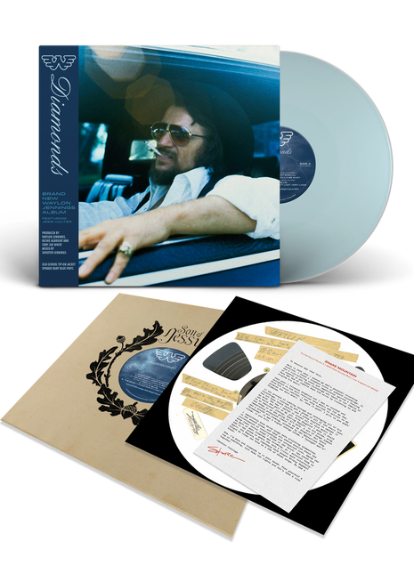 the album cover for Waylon Jennings - Diamonds [Indie Exclusive Baby Blue]