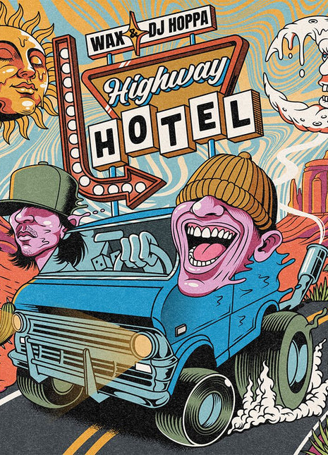 the album cover for Wax & DJ Hoppa - Highway Hotel [Pink and Green]