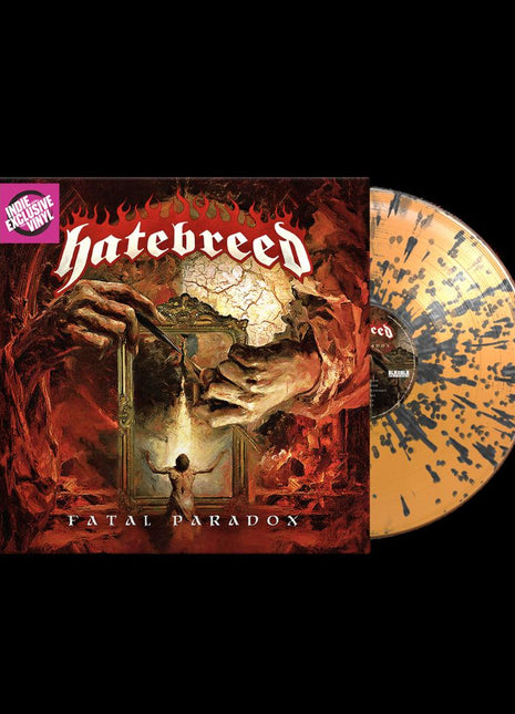 the album cover for Hatebreed - Fatal Paradox [Indie Exclusive Orange Black Splatter]