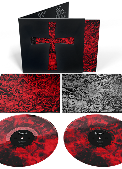 the album cover for Tony Iommi - From The Dark [Indie Exclusive Red/Black Marble 45 RPM]