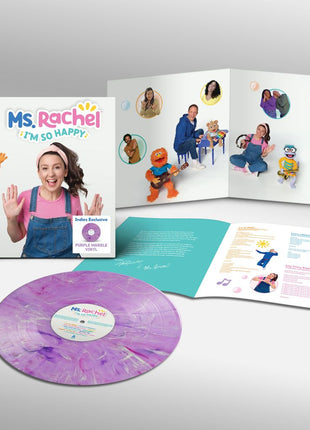 the album cover for Ms. Rachel - I'm So Happy [Indie Exclusive Marble Purple]