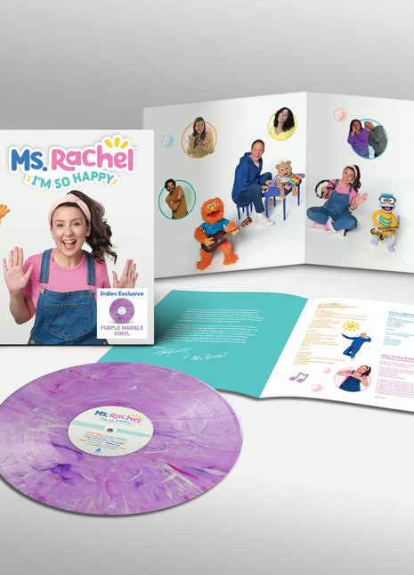 the album cover for Ms. Rachel - I'm So Happy [Indie Exclusive Marble Purple]