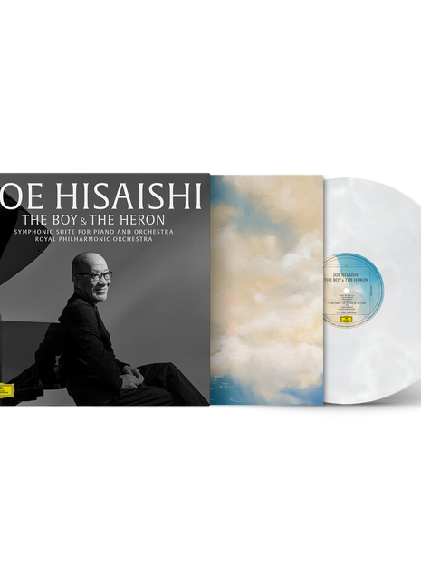 the album cover for Joe Hisaishi / Royal Philharmonic Orchestra - The Boy & The Heron: Symphonic Suite for Piano and Orchestra [Marbled]