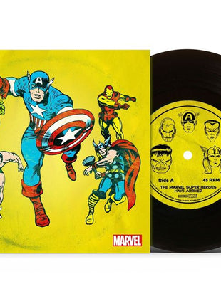 the album cover for Marvel Chorus - Merry Marvel Marching Society (1966 Theme) [The Marvel Super Heroes Have Arrived 7" Single]