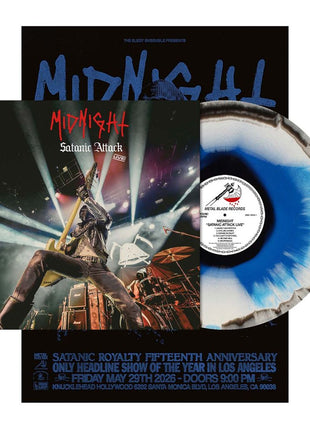 the album cover for Midnight - Satanic Attack Live! [Blue White Black]