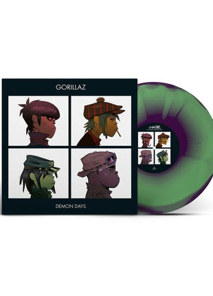 the album cover for Gorillaz - Demon Days - Brick & Mortar Exclusive [Green, Purple, and Red Half-speed Mastered]