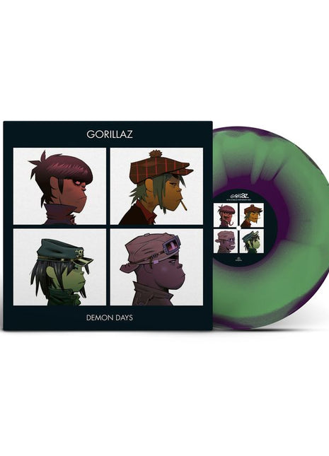 the album cover for Gorillaz - Demon Days - Brick & Mortar Exclusive [Green, Purple, and Red Half-speed Mastered]