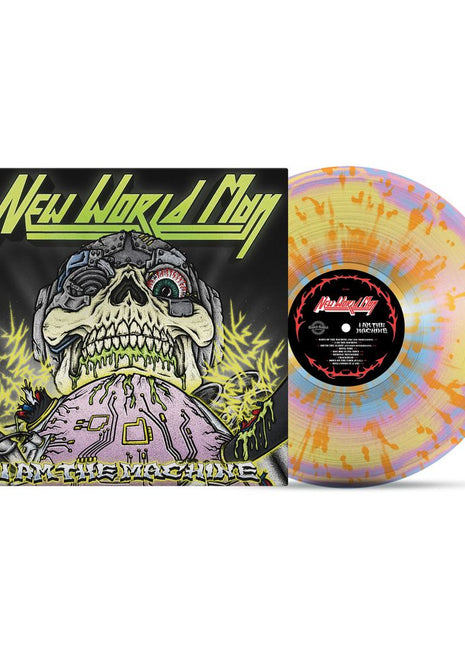 the album cover for New World Man - I Am The Machine [Violet / Yellow / Blue Mix w/ Splatter]