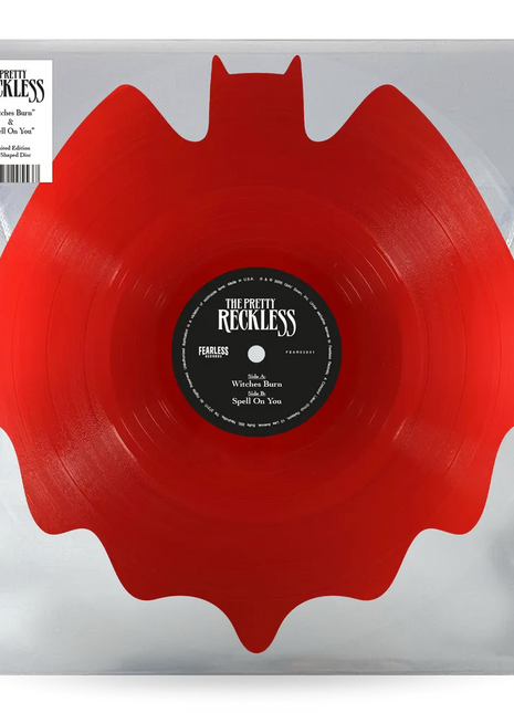 the album cover for The Pretty Reckless - Witches Burn / Spell on You [Bat-Shaped Blood Red Single]