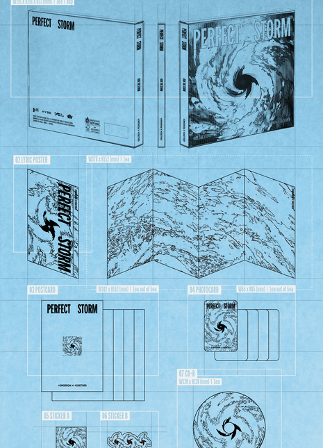 the album cover for TOMORROW X TOGETHER - Perfect Storm [Ride The Storm Ver.]
