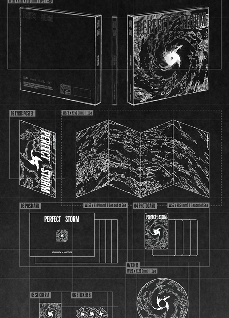 the album cover for TOMORROW X TOGETHER - Perfect Storm [Eye Of The Storm Ver.]