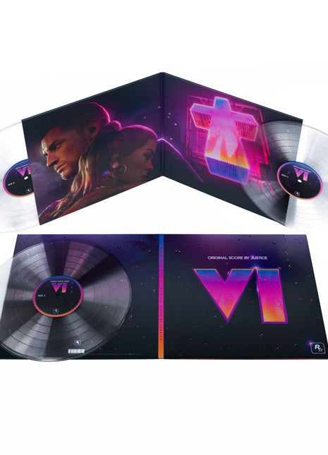 the album cover for Justice - Grand Theft Auto VI : Original Score [Indie Exclusive Crystal Clear 3LP]