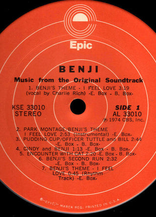 Euel Box : Benji (Music From The Original Soundtrack) (LP, Album, Pit)