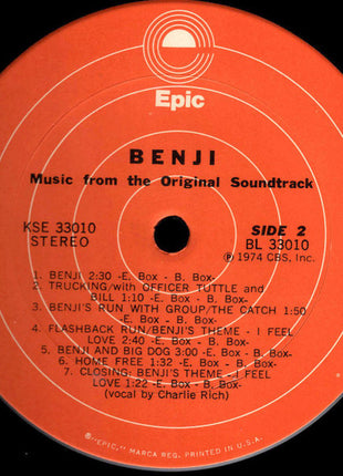 Euel Box : Benji (Music From The Original Soundtrack) (LP, Album, Pit)