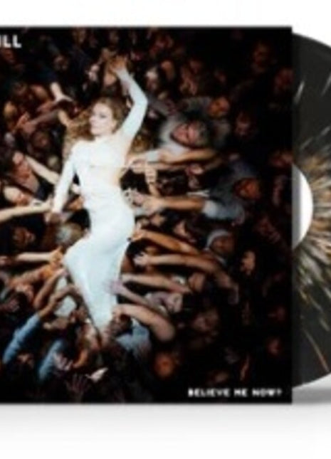 the album cover for Becky Hill - Believe Me Now? [Indie Exclusive Black/White Splatter LP]