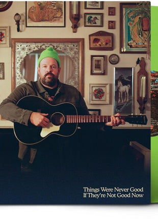 the album cover for Donovan Woods - THINGS WERE NEVER GOOD IF THEY'RE NOT GOOD NOW [Indie Exclusive Lime Green LP]