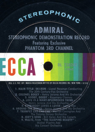 Various : Admiral Stereophonic Demonstration Record Featuring Exclusive Phantom 3rd Channel (LP, Album, Comp)