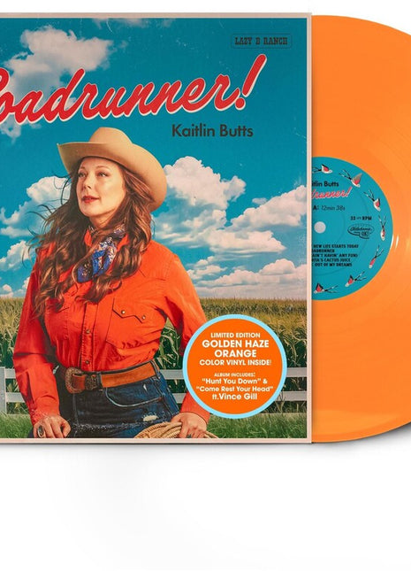 the album cover for Kaitlin Butts - Roadrunner! [Indie Exclusive Golden Haze Orange LP]