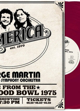 the album cover for America - Live From The Hollywood Bowl 1975 [Ruby Red 2 LP]