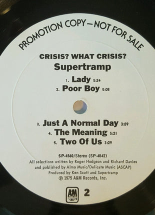 Supertramp : Crisis? What Crisis? (LP, Album, Promo)