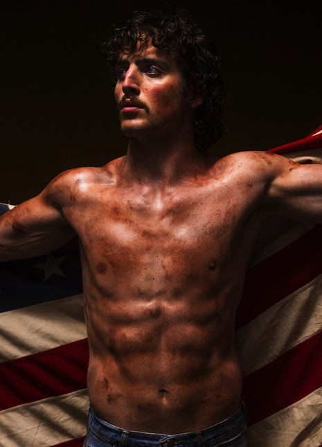 the album cover for Benson Boone - American Heart [Red, White, and Blue Marble LP]