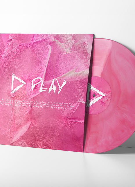the album cover for Ed Sheeran - Play [Indie Exclusive White & Pink Marbled Vinyl]