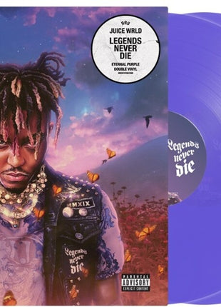 the album cover for Juice WRLD - Legends Never Die (5 Year Anniversary) [Eternal Purple Colored Vinyl 2 LP]