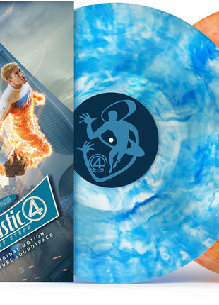 the album cover for Michael Giacchino - Fantastic Four: First Steps (Original Motion Picture Soundtrack) [Blue Marble/Orange Marble 2 LP]
