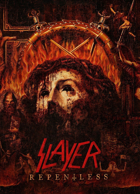 the album cover for Slayer - Repentless [Clear Vinyl] (Red) (Slv) [Indie Exclusive] (Spla)