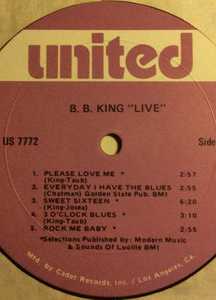 B.B. King : Live (LP, RE)