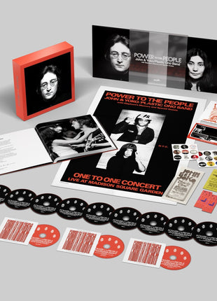 the album cover for John Lennon, Plastic Ono Band - Power To The People: Live at the One To One Concert [Super Deluxe 9 CD/3 Blu-ray Audio]