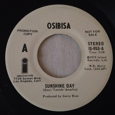 Osibisa : Sunshine Day   (7", Promo)